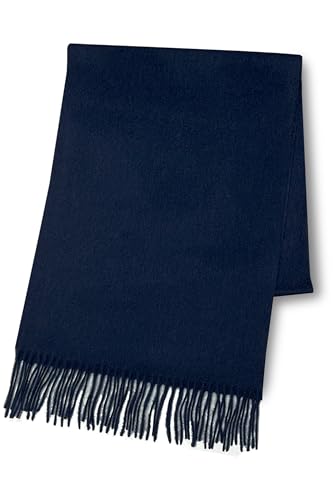 [Vita Natur] ヴィタ・ナトゥール 極上カシミヤ100％ 大判35cm幅 マフラー【レディースメンズ共用】 (186cm×35cm) 無地（ネイビー）