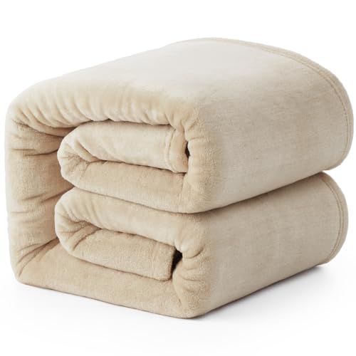 Hansleep 毛布 シングル 夏用 ブランケット 140x200cm マイクロファイバー 柔らかく肌触り フランネル 洗える 静電防止 四季適用 (140x200,グレージュ)