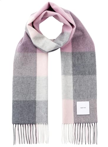 [matti totti] Peach × Gray カシミヤ マフラー カシミア マフラー 大判 厚手 レディース チェック柄 チェック ストール 100 女性 ロング リバーシブル カシミヤマフラー カシミアマフラー ギフト プ
