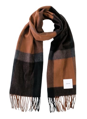 [matti totti] Brown × Black カシミヤ マフラー カシミア マフラー 大判 厚手 レディース チェック柄 チェック ストール 100 女性 ロング リバーシブル カシミヤマフラー カシミアマフラー ギフト