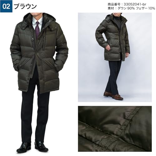 [スーツジャパン] ダウンコート メンズ ロングコートフード着脱可能 撥水加工 ビジ...