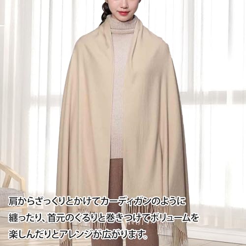 [RIIQIICHY] マフラーレディースマフラー大判ストール結婚式 ストールレディースカシミヤタッチ無地 厚手暖かい 誕生日プレゼント クリスマスプレゼントブラック 3