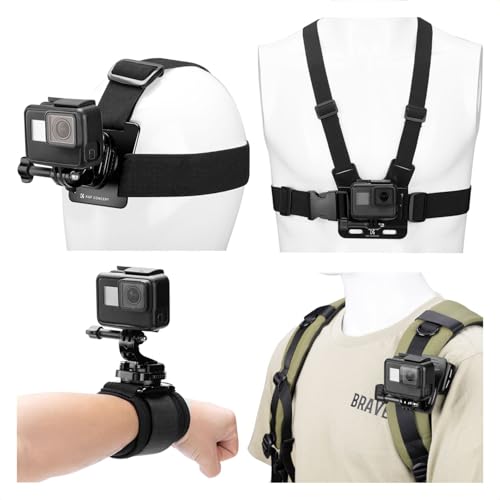 K&F Concept gopro アクセサリー gopro マウント 【多用途+アクション動画の撮影にピッタリ】 チェスト+ヘッド+リストバックパックト高い互換性 耐久性 クイックリリース装備 Insta X5/GoPro/Osmo Action/
