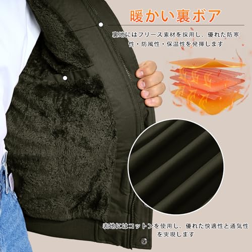 [KEFITEVD] ミリタリージャケット ファッション 作業服 防寒ブルゾン かっこいい ...