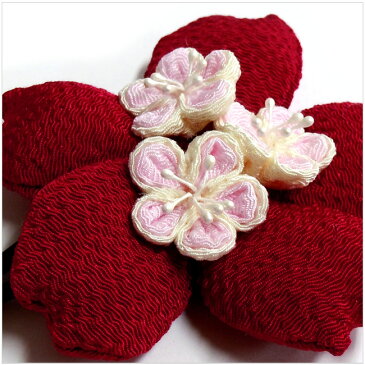 【髪飾り・ピン】桜のぱっちんピン-桃色・赤色/【メール便OK】【浴衣・七五三】★お子様の礼装・パーティーにおすすめアイテム