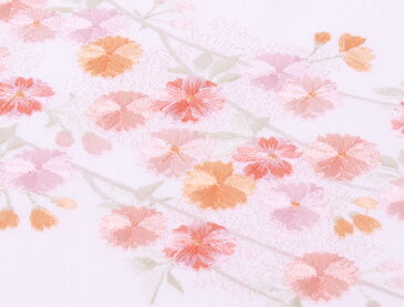 千草織りおしゃれ刺繍半衿橙色、薄ピンク、薄緑、珊瑚色おしゃれ着、普段着物、フォーマルな装いも気軽に使える刺繍半襟