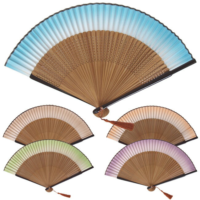 シルク100％　透かし細工の扇子グラデーションが涼しげな絹扇子【扇子 女性用】【楽ギフ_包装選択】