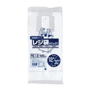 省資源レジ袋東12西30号100枚入HD乳白 RE12 【（60袋×5ケース）合計300袋セット】 38-373