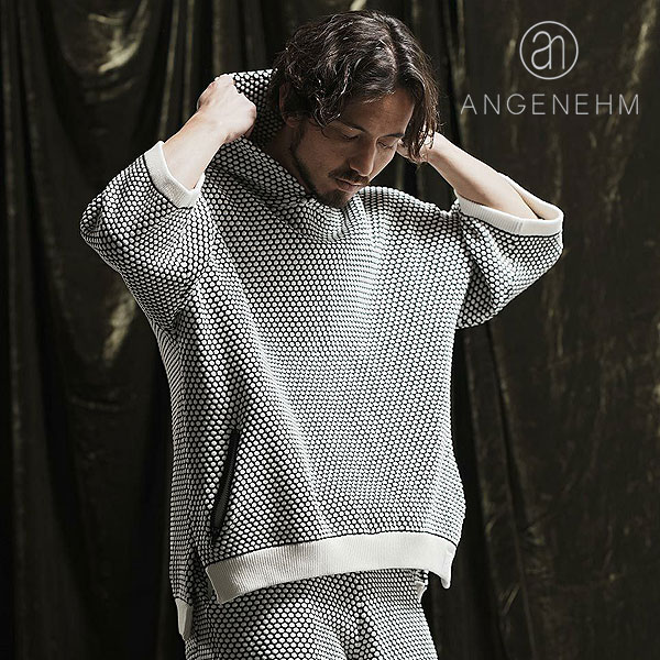 2024 t s\ 5{`6{ח\ AQl[ ANGENEHM Uneven texture sweater short sleeve hoodie ag02-015sce Y p[J[  LZs