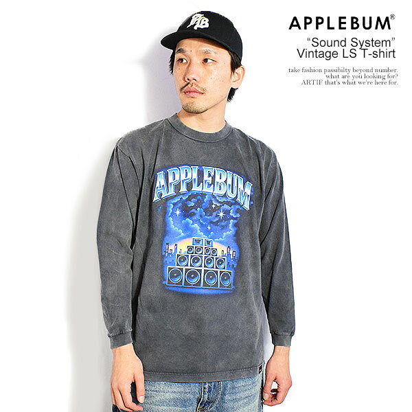 アップルバム APPLEBUM “Sound System” Vintage L/S T-shirt 2611126 メンズ Tシャツ 長袖 ロンT ピグメント加工 ヴィンテージ加工 送料無料 ストリート