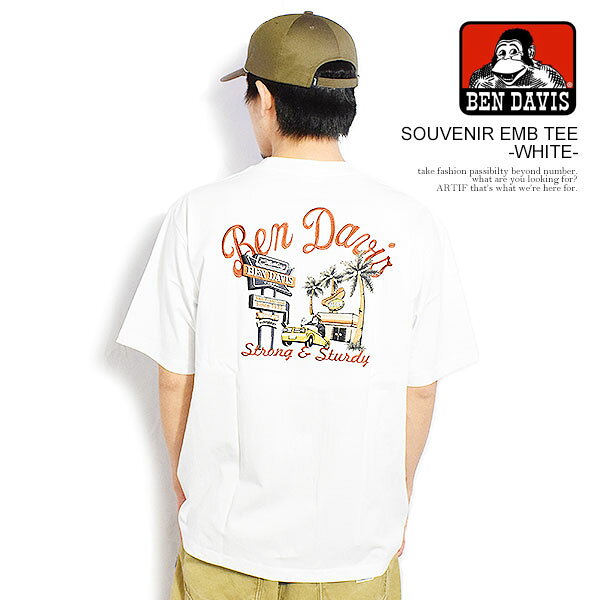 ベンデイビス BEN DAVIS SOUVENIR EMB TEE -WHITE- c-25580065w メンズ Tシャツ 半袖 刺繍 ビッグシルエット 送料無料 ストリート
