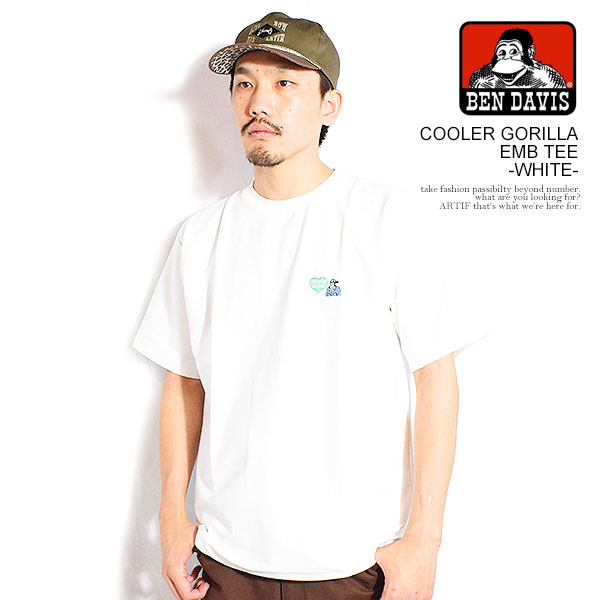 ベンデイビス BEN DAVIS COOLER GORILLA EMB TEE -WHITE- c-26580033w メンズ Tシャツ 半袖 接触冷感 ワンポイント刺繍 ストリート