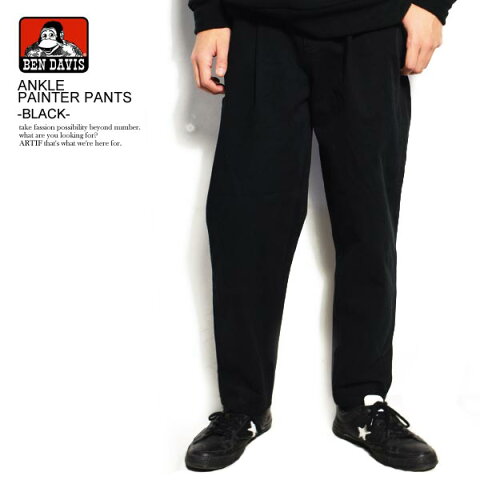 ベンデイビス BEN DAVIS ANKLE PAINTER PANTS -BLACK- g-0380019 レディース メンズ 春 夏 ペインターパンツ パンツ ボトムス ストリート アメカジ ワーク おしゃれ かっこいい カジュアル ファッション 春夏 春服 春物 夏服 夏物 bendavis ベンデービス