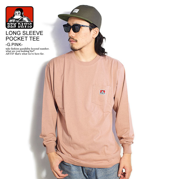 ベンデイビス BEN DAVIS LONG SLEEVE POCKET TEE -G.PINK- c-1780027 レディース メンズ Tシャツ 長袖 長袖Tシャツ ロンT おしゃれ かっこいい カジュアル ファッション トップス ストリート bendavis ベンデービス tシャツのサムネイル
