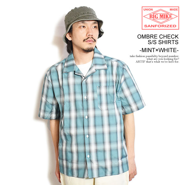 rbO}CN BIG MIKE OMBRE CHECK S/S SHIRTS - MINT~WHITE 102425530m Y Vc  `FbNVc Iu`FbN  Xg[g