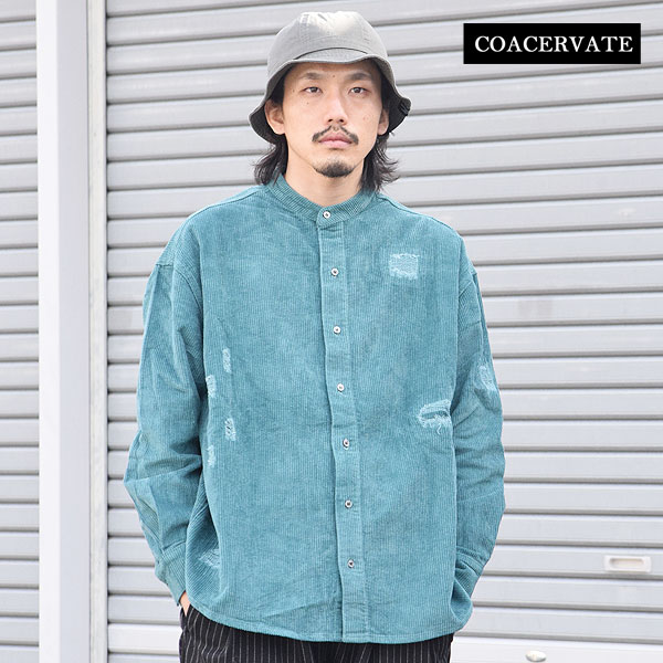 RAZx[g COACERVATE Damaged Band Collar Corduroy L/S Shirts 120tma-cd Y Vc R[fC _[WH  Xg[g