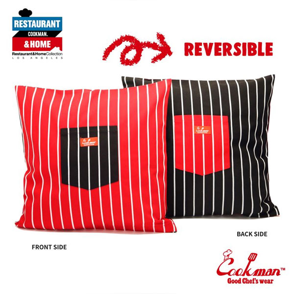 楽天niskyクックマン COOKMAN CUSHION POCKET COVER REVERSIBLE -STRIPE BLACK & RED- 233-01916 レディース メンズ クッションカバー リバーシブル ストリート おしゃれ かっこいい カジュアル インテリア cookman