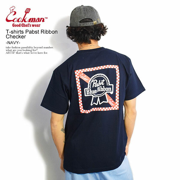 NbN} COOKMAN T-shirts Pabst Ribbon Checker -NAVY- 221-21049 fB[X Y TVc  TVc Xg[g   JWA t@bV gbvX cookman tVc