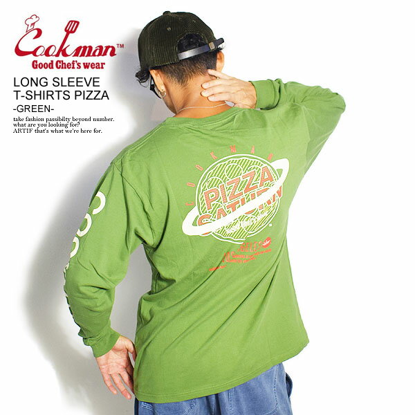 NbN} COOKMAN LONG SLEEVE T-SHIRTS PIZZA -GREEN- 231-13106 fB[X Y TVc  TVc T  Xg[g   JWA t@bV gbvX cookman tVc