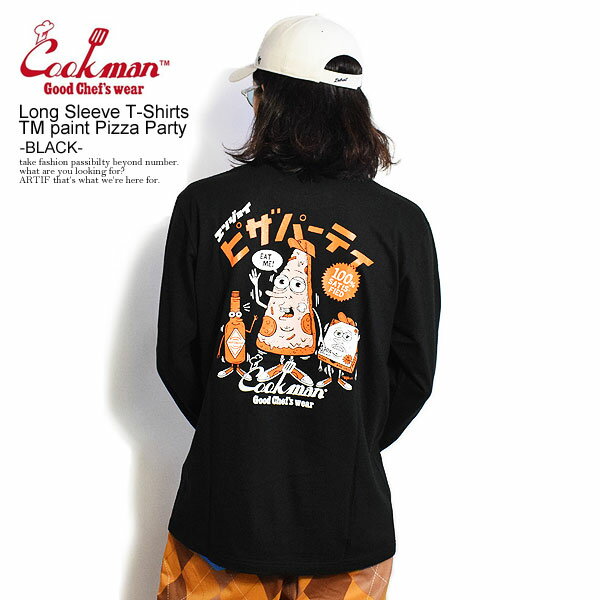 Rakuten - クックマン COOKMAN Long Sleeve T-Shirts TM paint Pizza Party -BLACK- 231-23162b メンズ レディース Tシャツ 長袖 ロンT 送料無料 ストリート
