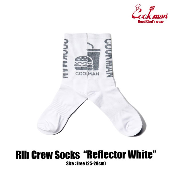クックマン COOKMAN RIB CREW SOCKS REFLECTOR WHITE 233-21975 メンズ レディース ソックス 靴下 ハイソックス ストリート 1