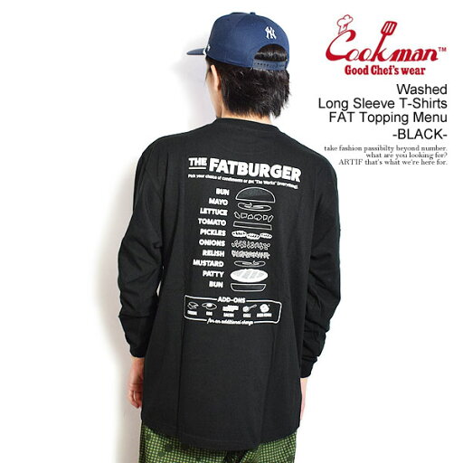 クックマン COOKMAN Washed Long Sleeve T-Shirts FAT Topping Menu -BLACK- 151-43158b メンズ Tシャツ 長袖 ロンT FAT BURGER コラボ 送料無料 ストリート クックマン COOKMAN Washed Long Sleeve T-Shirts FAT Topping Menu -BLACK- 151-43158b メンズ Tシャツ 長袖 ロンT FAT BURGER コラボ 送料無料 ストリート