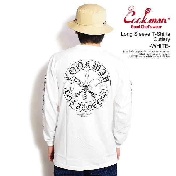 クックマン COOKMAN Long Sleeve T-Shirts Cutlery -WHITE- 231-43124w メンズ Tシャツ レディース 長..