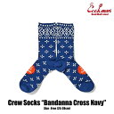クックマン COOKMAN Crew Socks Bandanna Cross Navy 233-34950 メンズ ソックス 靴下 ハイソックス ストリート(4)