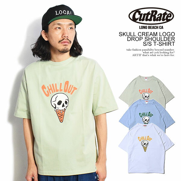 30OFF SALE Z[ JbgCg CUTRATE SKULL CREAM LOGO DROPSHOULDER S/S T-SHIRT cr-23ss009 cutrate Y TVc   Xg[g