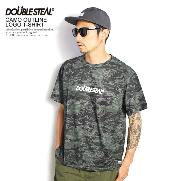 50％OFF SALE セール ダブルスティール DOUBLE STEAL CAMO OUTLINE LOGO T-SHIRT 912-19001 レディース メンズ 春 夏 Tシャツ 半袖 半袖Tシャツ クルーネック ストリート おしゃれ かっこいい トップス 春夏 春服 春物 夏服 夏物 doublesteal tシャツ