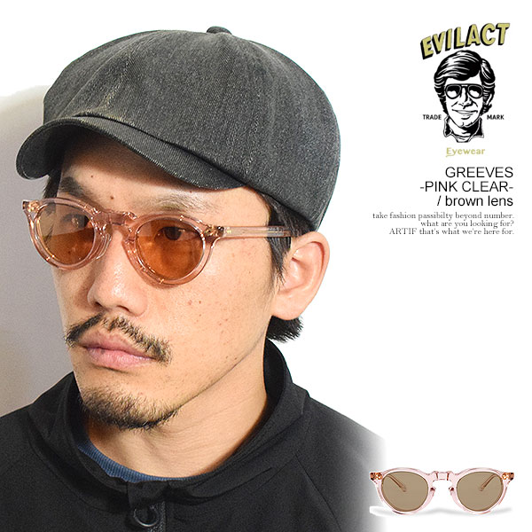 イーブルアクト アイウェア EVILACT EYEWEAR GREEVES -PINK CLEAR- / brown lens eae25-06-08 メンズ サングラス バイカーシェード カラーレンズ 送料無料 ストリート