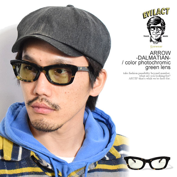 イーブルアクト アイウェア EVILACT EYEWEAR ARROW -DALMATIAN- / color photochromic green lens eae26-09-07 メンズ サングラス バイカーシェード 調光レンズ 送料無料 ストリート
