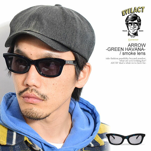 イーブルアクト アイウェア EVILACT EYEWEAR ARROW -GREEN HAVANA- / smoke lens eae26-09-11 メンズ サングラス バイカーシェード カラーレンズ 送料無料 ストリート