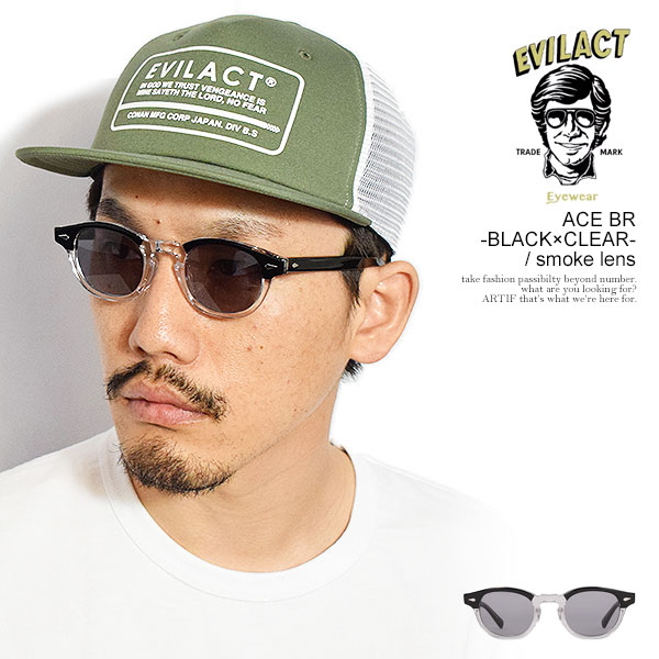 イーブルアクト アイウェア EVILACT EYEWEAR ACE BR -BLACK×CLEAR- / smoke lens eae26-17br-06 メンズ サングラス バイカーシェード カラーレンズ 送料無料 ストリート