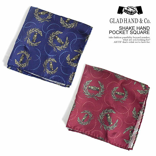 楽天niskyグラッドハンド GLAD HAND SHAKE HAND - POCKET SQUARE glad-shsquare メンズ ハンカチ チーフ ポケットチーフ 総柄 送料無料 ストリート