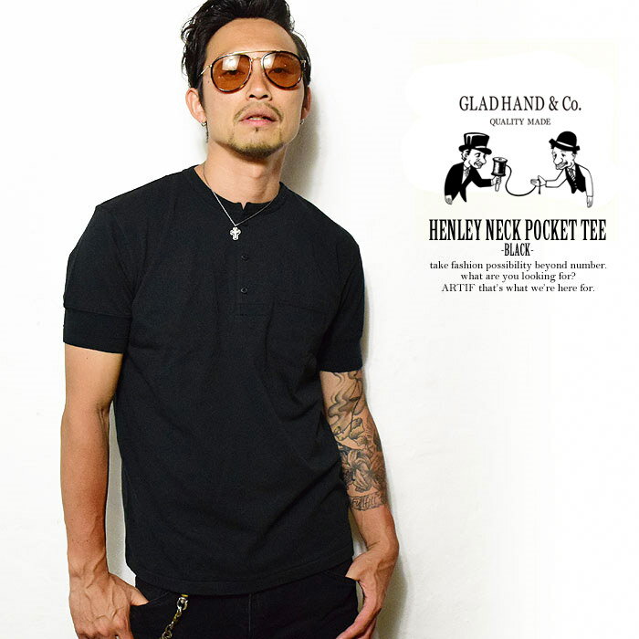 Obhnh GLADHAND HENLEY NECK POCKET TEE -BLACK- fB[X Y TVc  pbNT n w[lbN Xg[g