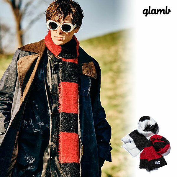 O glamb Fuzzy Border Muffler gb0323-ac02 t@W[{[_[}t[ }t[ 