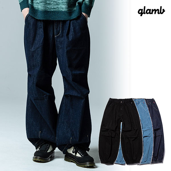 20%OFF SALE セール glamb グラム Knee Tuck Denim 二ータックデニム パンツ 送料無料