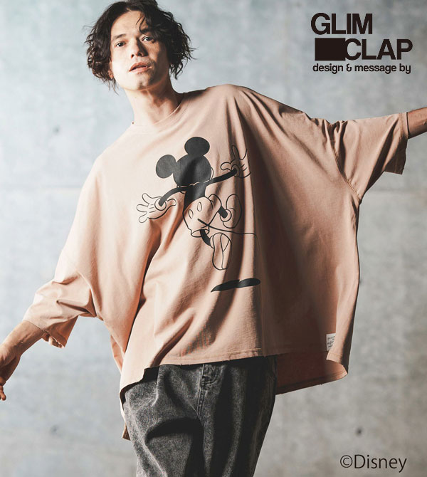 2024 t 3rd s\ 7{`{ח\ ONbv GLIMCLAP Mickey Mouse/Pigment dye oversized T-shirt 16-051-gls-ce Y ~bL[/TVc(sOg)  LZs