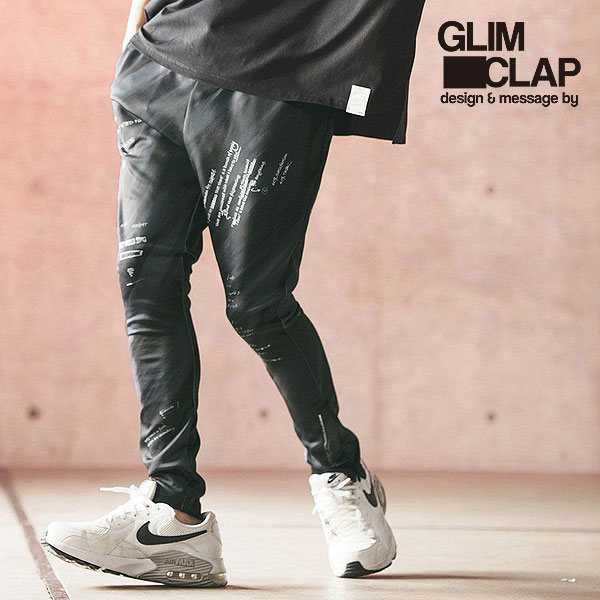 2024 春夏 3rd 先行予約 6月上旬〜中旬入荷予定 グリムクラップ GLIMCLAP Tight fit track pants-uneven feeling & handwriting- 16-069-gls-ce メンズ パンツ 送料無料 キャンセル不可