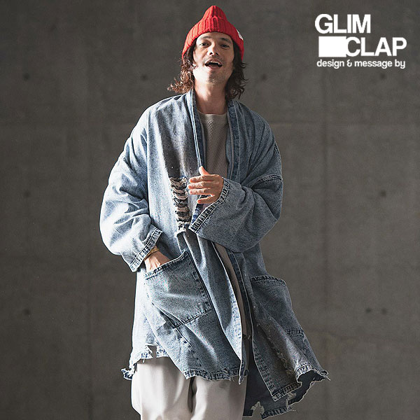 2024 秋冬 1st 先行予約 10月上旬～中旬入荷予定 グリムクラップ GLIMCLAP Used processing denim gown-ish coat 17-109-gla-ce メンズ コート 送料無料 キャンセル不可