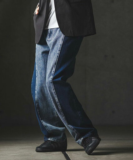 2025 秋冬 1st 先行予約 9月中旬〜下旬入荷予定 グリムクラップ GLIMCLAP Denim wide-leg trousers-Reconstructed design- 19-017-gla-cf メンズ パンツ 送料無料 キャンセル不可
