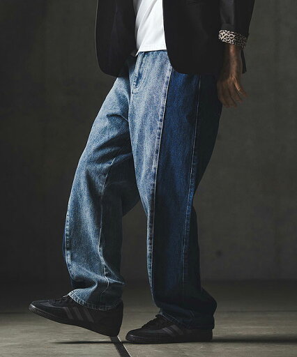 2025 秋冬 1st 先行予約 9月中旬〜下旬入荷予定 グリムクラップ GLIMCLAP Denim wide-leg trousers-Reconstructed design- 19-017-gla-cf メンズ パンツ 送料無料 キャンセル不可
