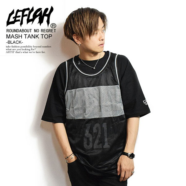 50%OFF SALE セール レフラー LEFLAH MESH TANK TOP -BLACK- レディース メンズ タンクトップ メッシュ ロゴ ストリート