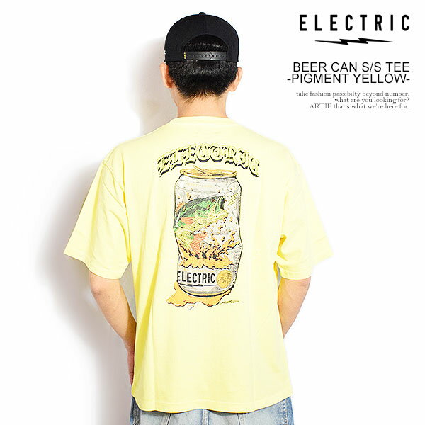エレクトリック ELECTRIC BEER CAN S/S TEE -PIGMENT YELLOW- e26st15p メンズ Tシャツ 半袖Tシャツ HIROTTON コラボ アウトドア レジャー 送料無料 ストリート