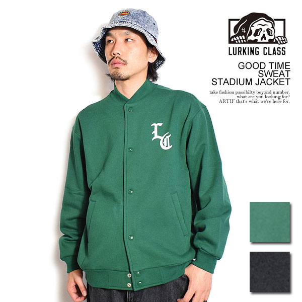 30％OFF SALE セール ラーキングクラス LURKING CLASS GOOD TIME SWEAT STADIUM JACKET st24fj02 メンズ ジャケット スタジャン SKETCHY TANK アートワーク 送料無料 ストリート