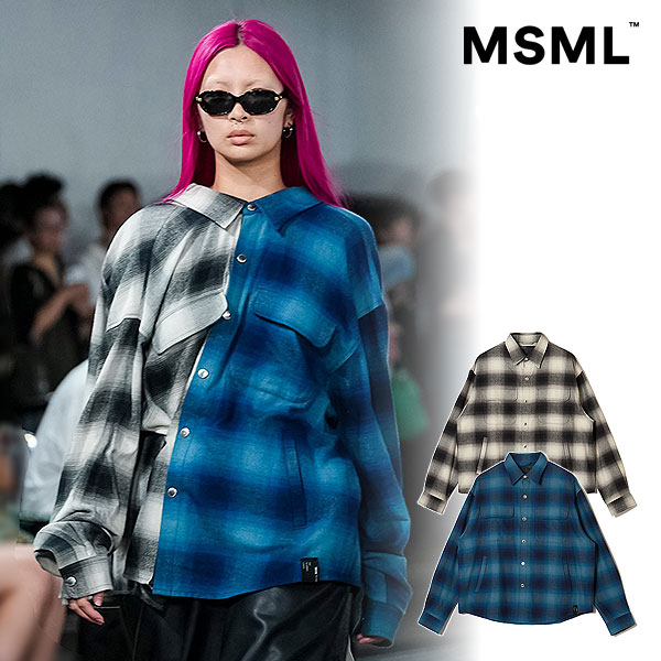 2026 春夏 メーカー取り寄せ対応 エムエスエムエル MSML OMBRE CHECK SNAP BOTTON SHIRT ms1-02f1-sl01 シャツ 送料無料 キャンセル不可