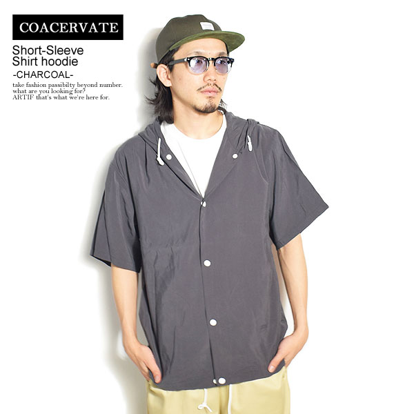 50％OFF SALE セール コアセルベート COACERVATE Short-Sleeve Shirt hoodie -CHARCOAL- 463tms-cbm レディース メンズ シャツ 半袖 半袖シャツ 送料無料 ストリート