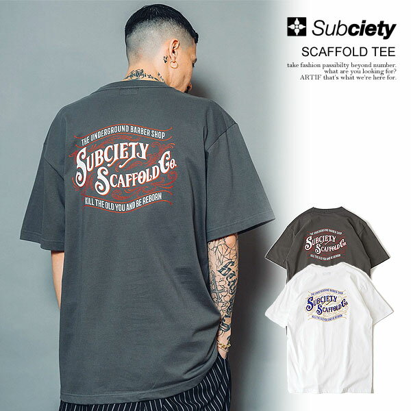 TuTGeB SUBCIETY SCAFFOLD TEE 103-40865a subciety Y TVc  TEE  Xg[g