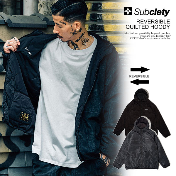 TuTGeB SUBCIETY REVERSIBLE QUILTED HOODY 106-62920 subciety Y WPbg t[hWPbg o[Vu  Xg[g